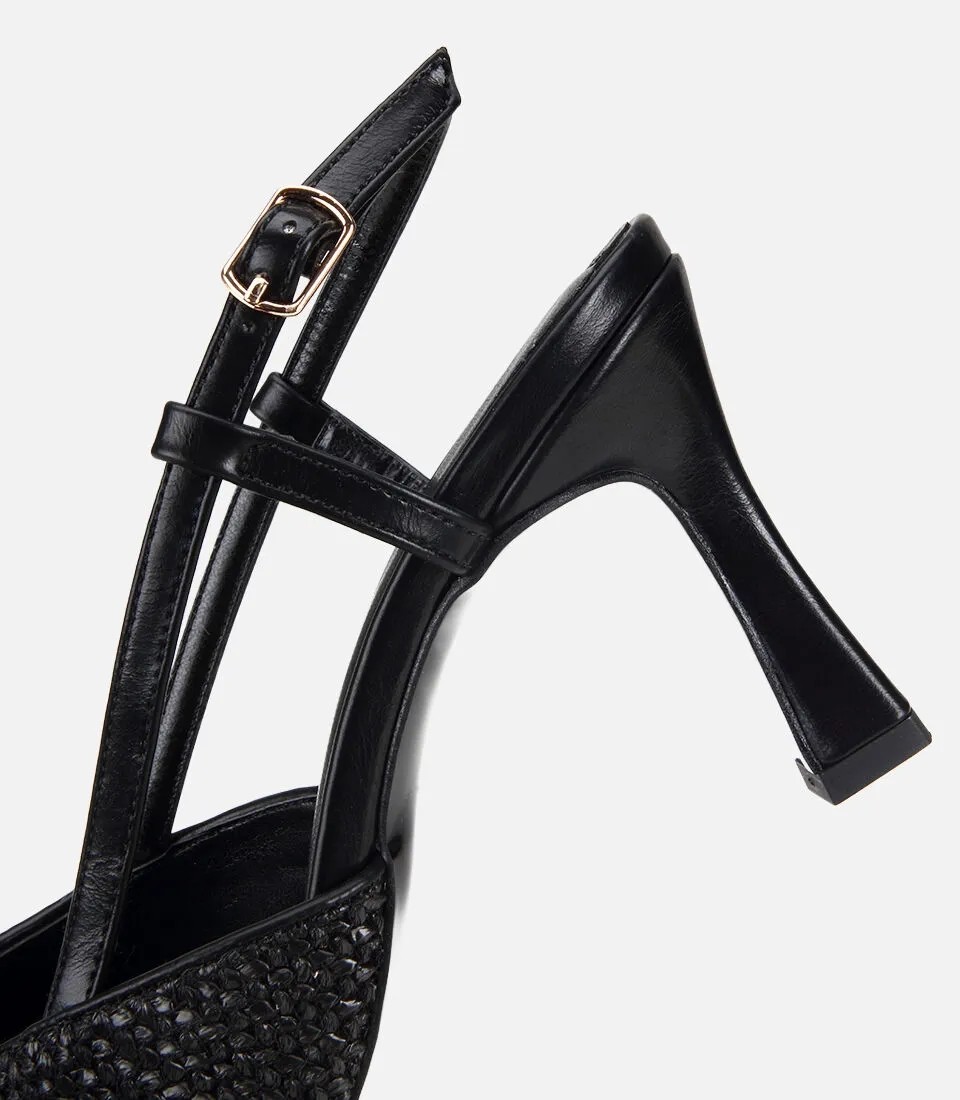Hotiç Kadın Vizon Hasır Detaylı Tokalı Kısa Topuklu Stiletto görsel 6