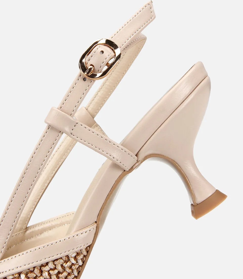 Hotiç Kadın Vizon Hasır Detaylı Arkası Açık Stiletto görsel 6