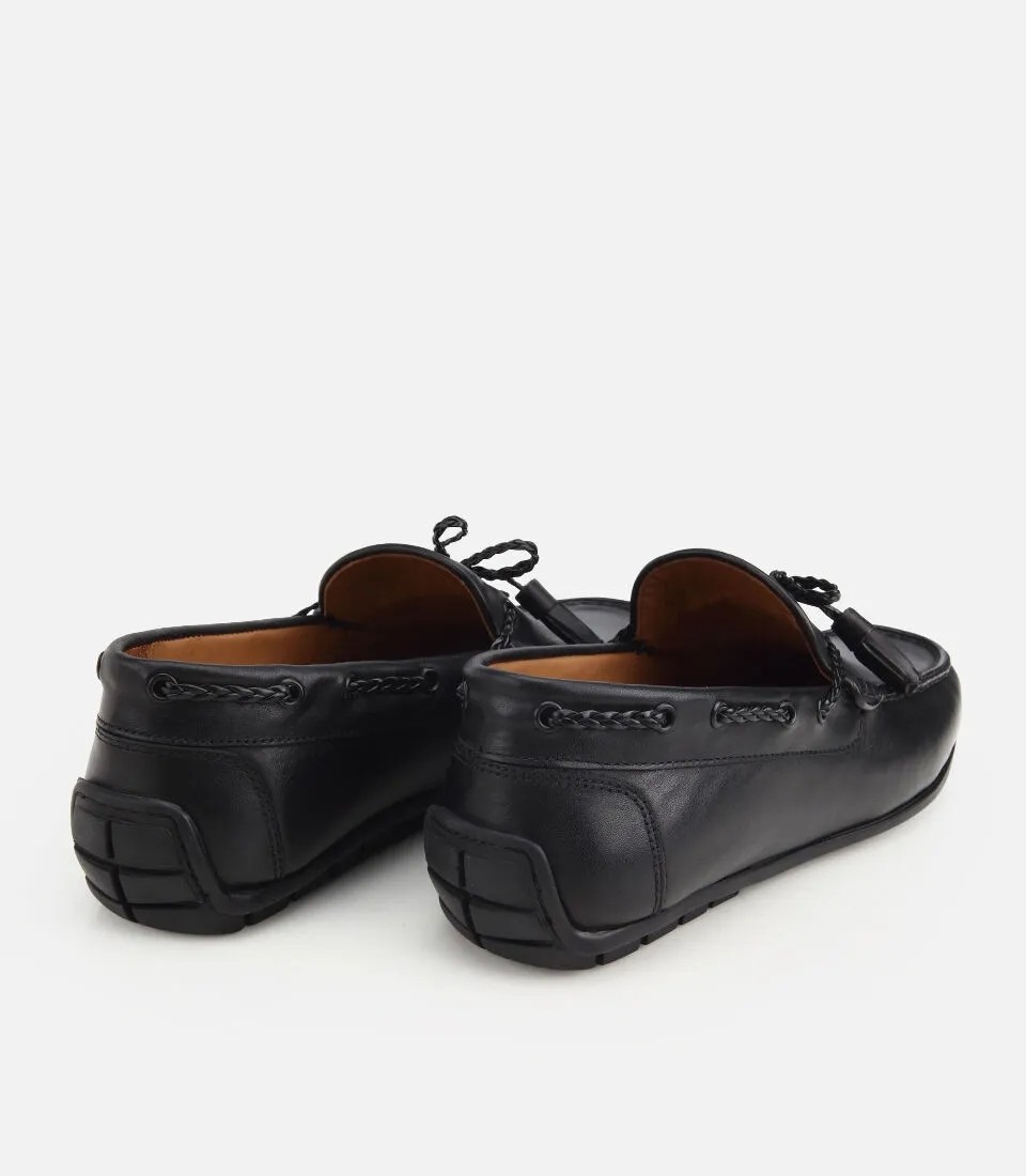 Hotiç Erkek Deri Siyah Püskül Dikiş Detaylı Klasik Loafer görsel 4