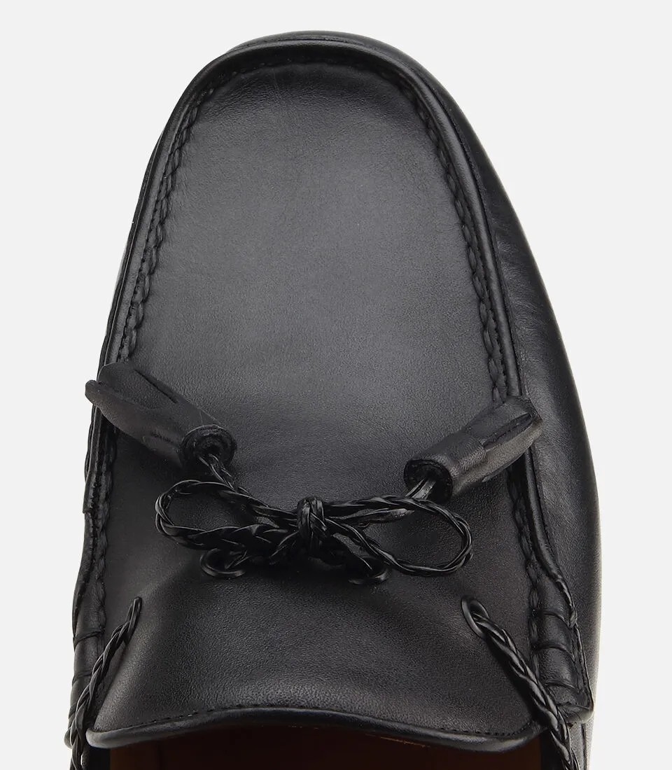Hotiç Erkek Deri Siyah Püskül Dikiş Detaylı Klasik Loafer görsel 5