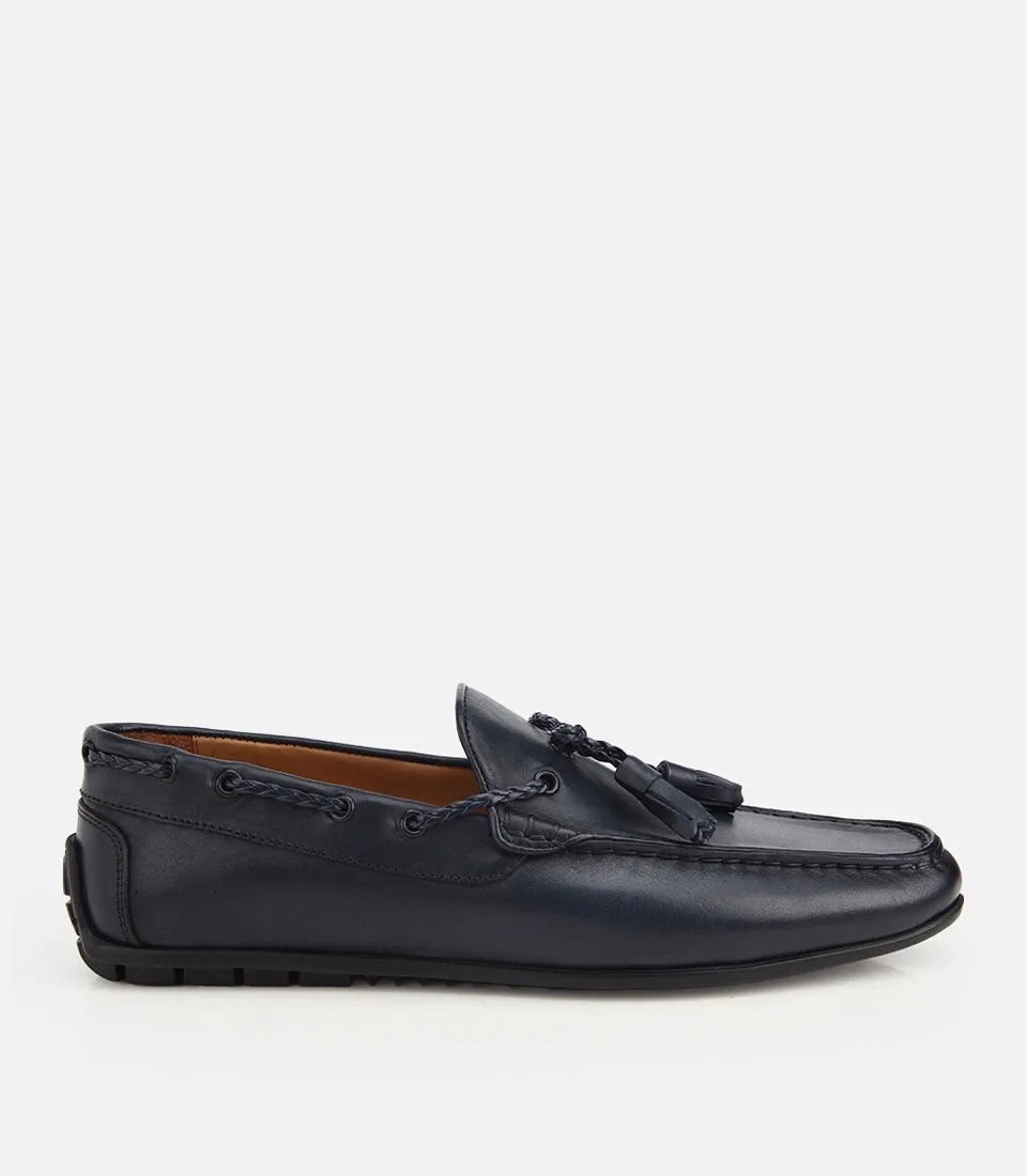 Hotiç Erkek Deri Siyah Püskül Dikiş Detaylı Klasik Loafer görsel 7