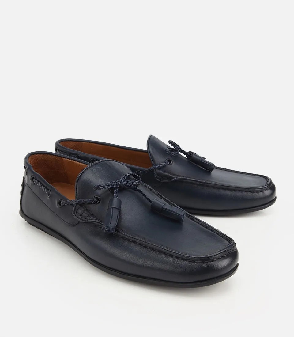 Hotiç Erkek Deri Siyah Püskül Dikiş Detaylı Klasik Loafer görsel 8