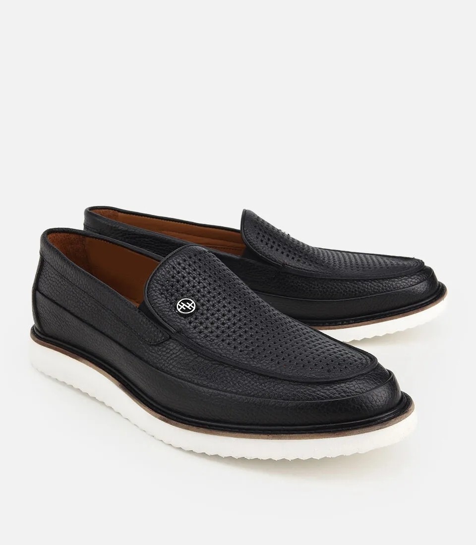Hotiç Erkek Deri Siyah Delikli Hafif Tabanlı Klasik Loafer görsel 2