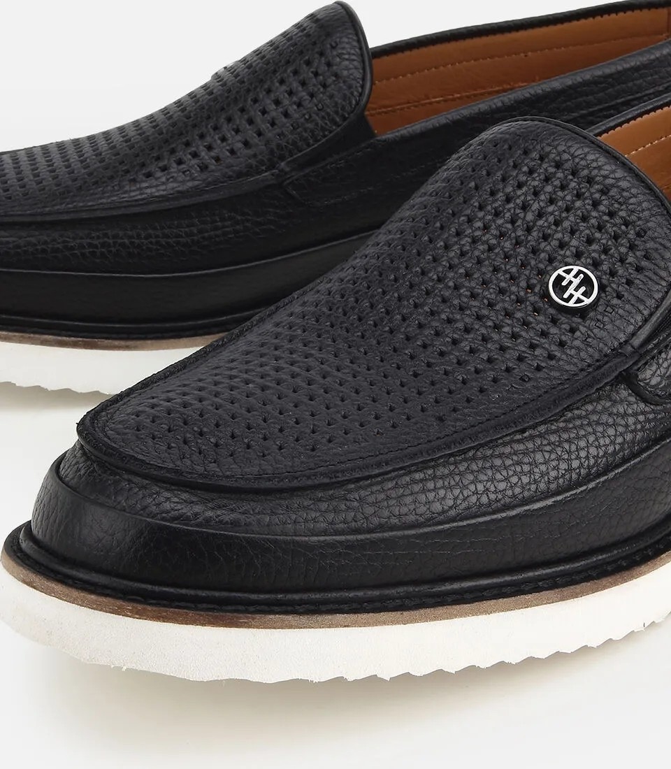 Hotiç Erkek Deri Siyah Delikli Hafif Tabanlı Klasik Loafer görsel 3