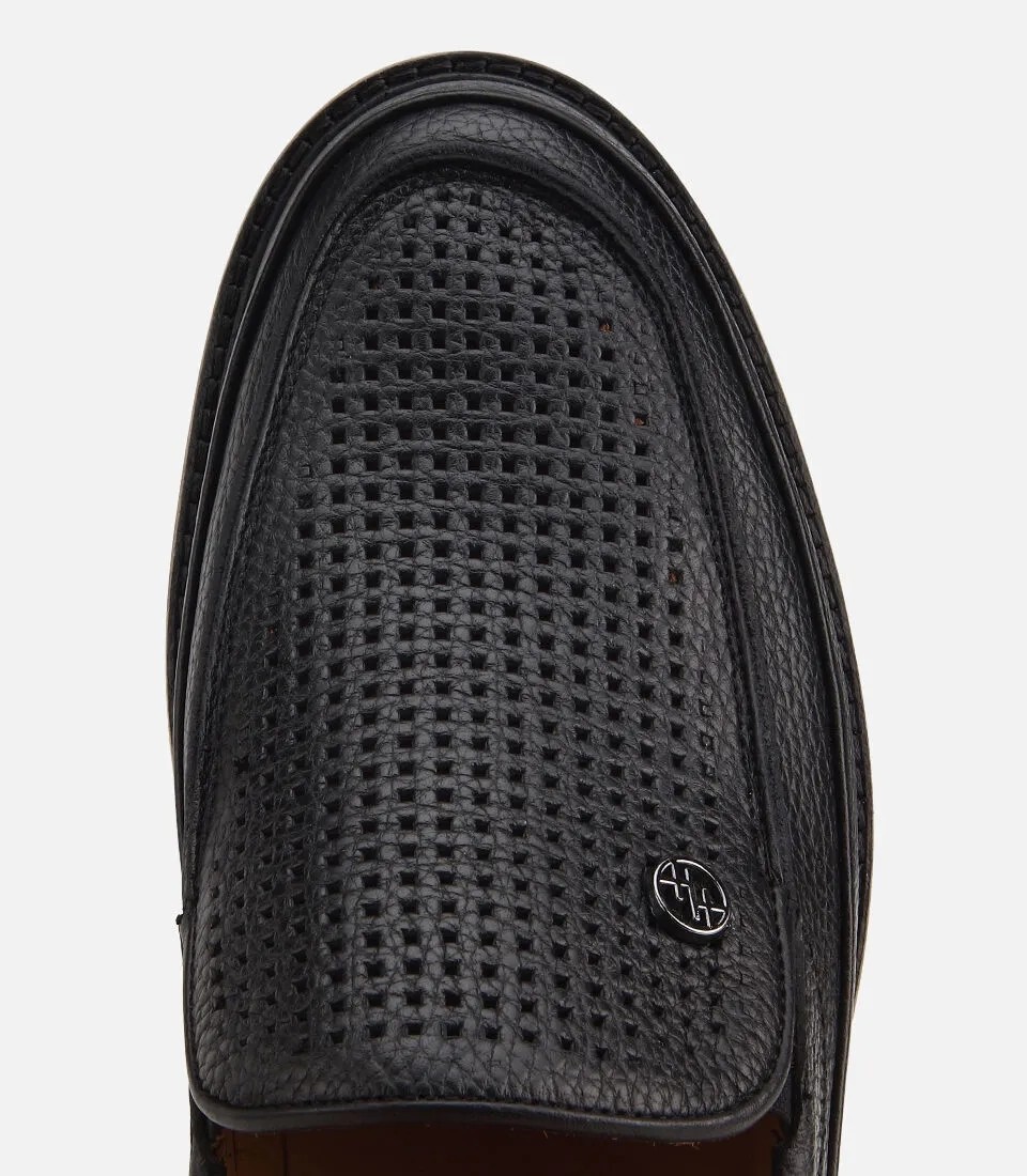 Hotiç Erkek Deri Siyah Delikli Hafif Tabanlı Klasik Loafer görsel 5