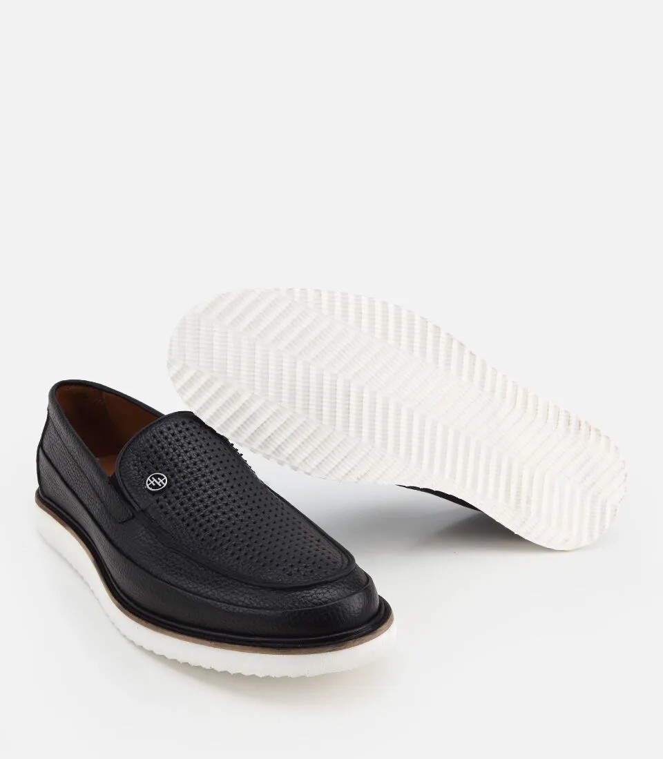 Hotiç Erkek Deri Siyah Delikli Hafif Tabanlı Klasik Loafer görsel 6