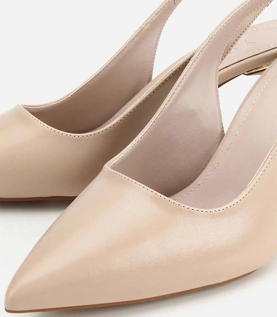 Hotiç Kadın Bej Sivri Burunlu Tokalı İnce Topuklu Arkası Açık Stiletto görsel 3