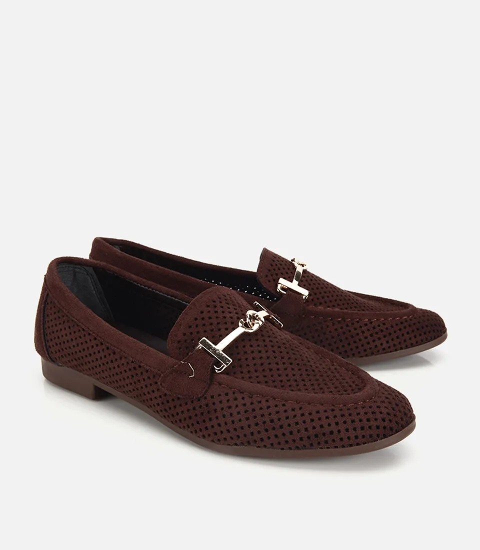 Hotiç Kadın Kahverengi Süet Tokalı Zımba Detaylı Loafer görsel 2