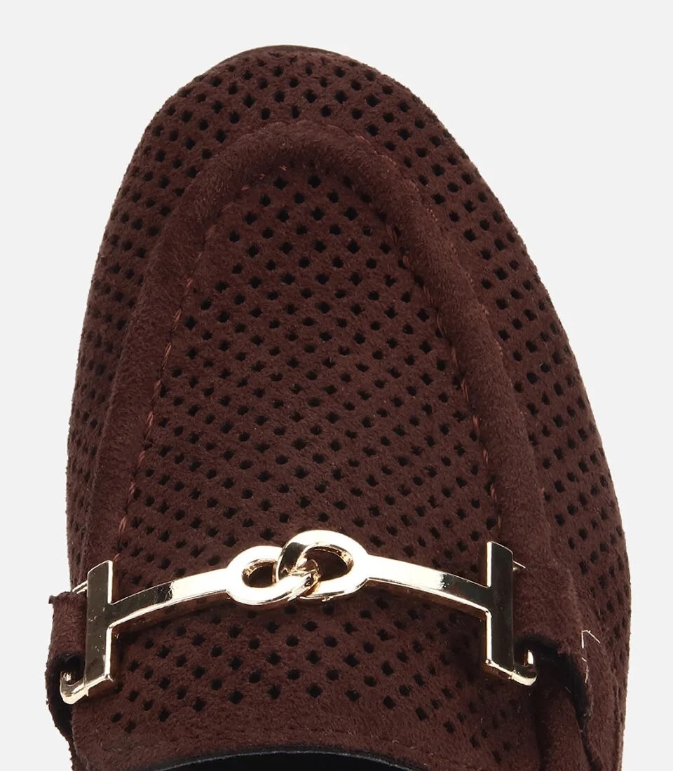 Hotiç Kadın Kahverengi Süet Tokalı Zımba Detaylı Loafer görsel 5