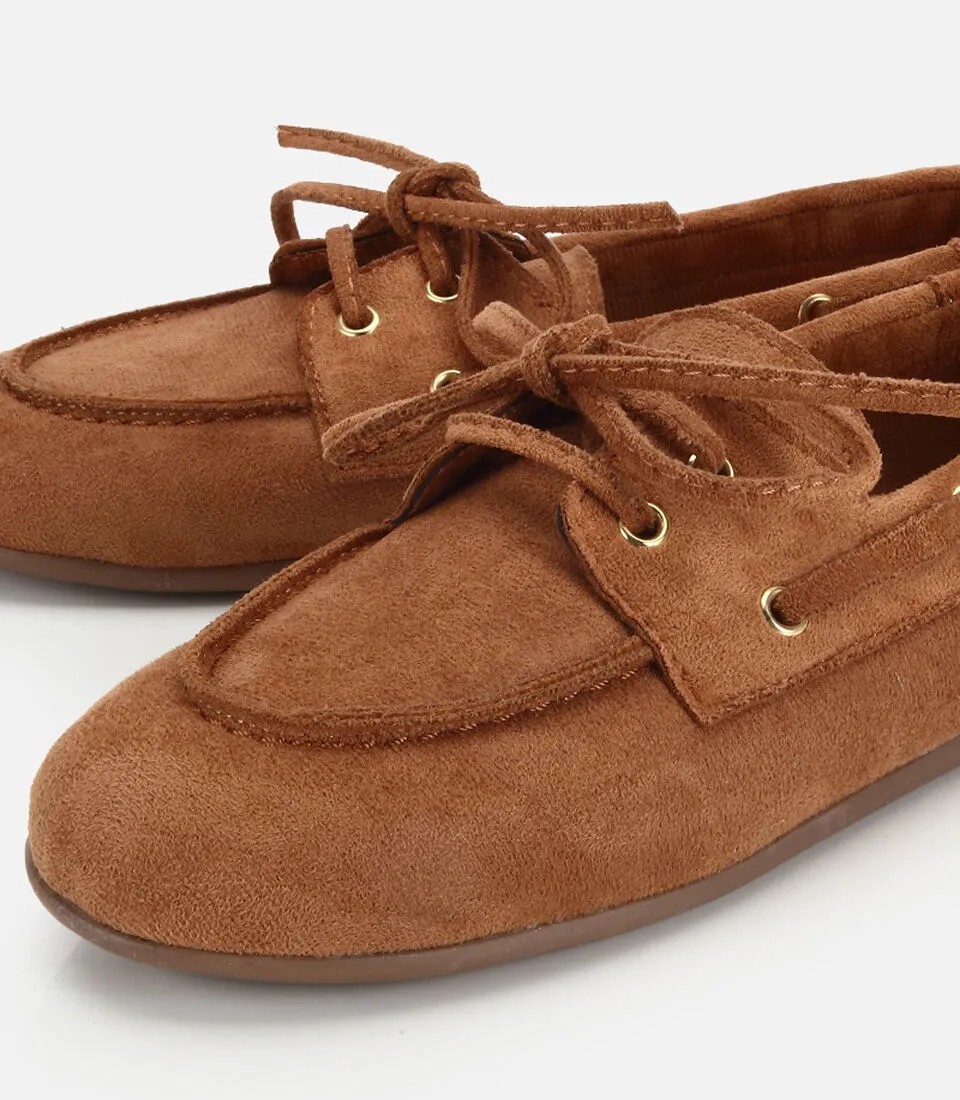 Hotiç Kadın Taba Süet Bağcık Detaylı Loafer görsel 3