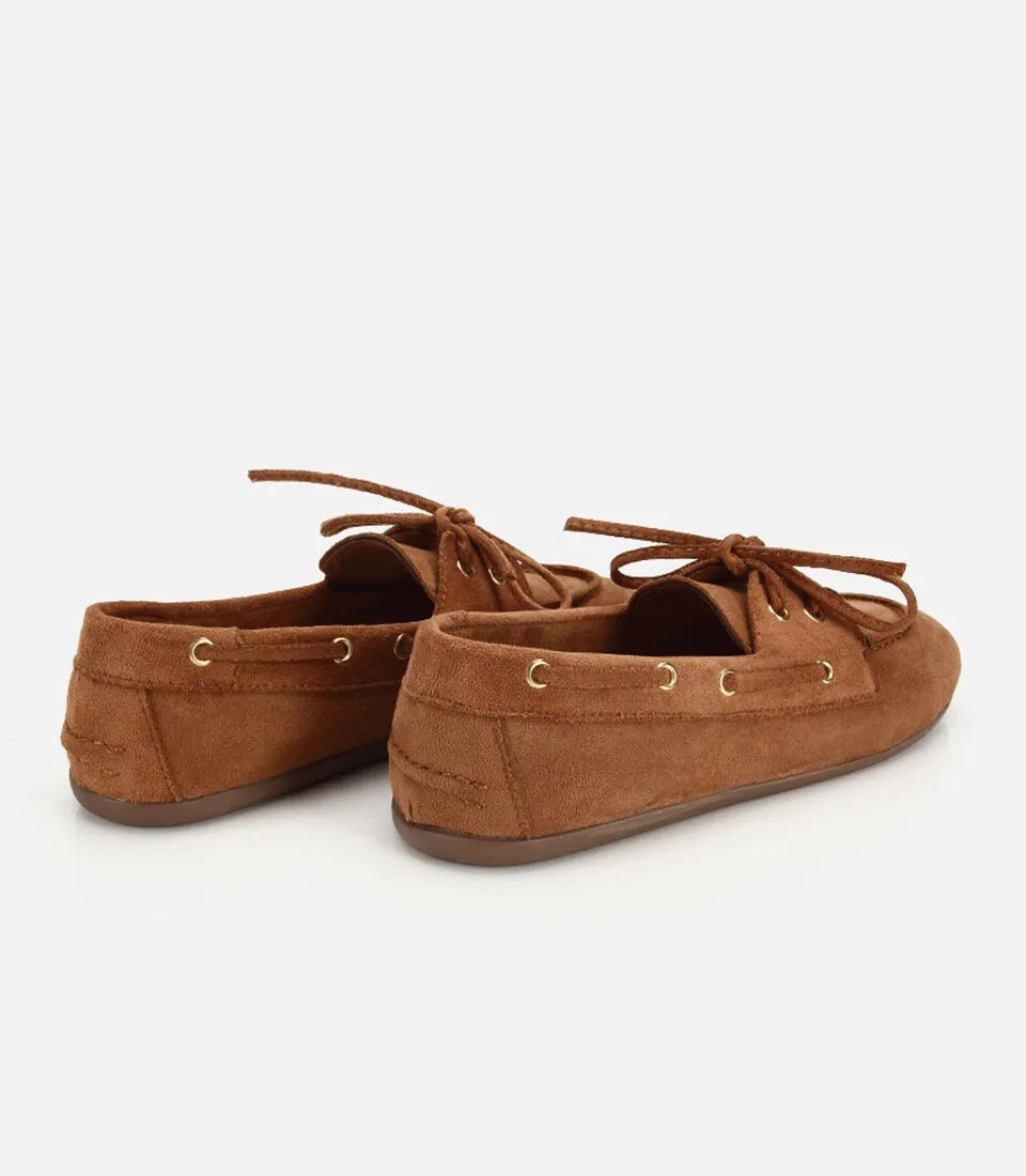 Hotiç Kadın Taba Süet Bağcık Detaylı Loafer görsel 4