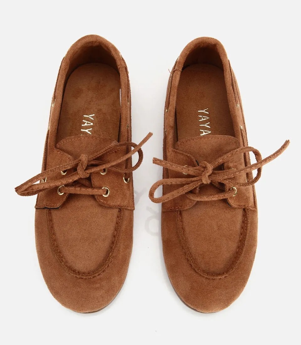 Hotiç Kadın Taba Süet Bağcık Detaylı Loafer görsel 6