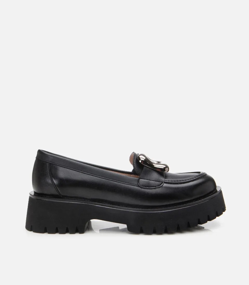 Hotiç Kadın Siyah Tokalı Günlük Loafer