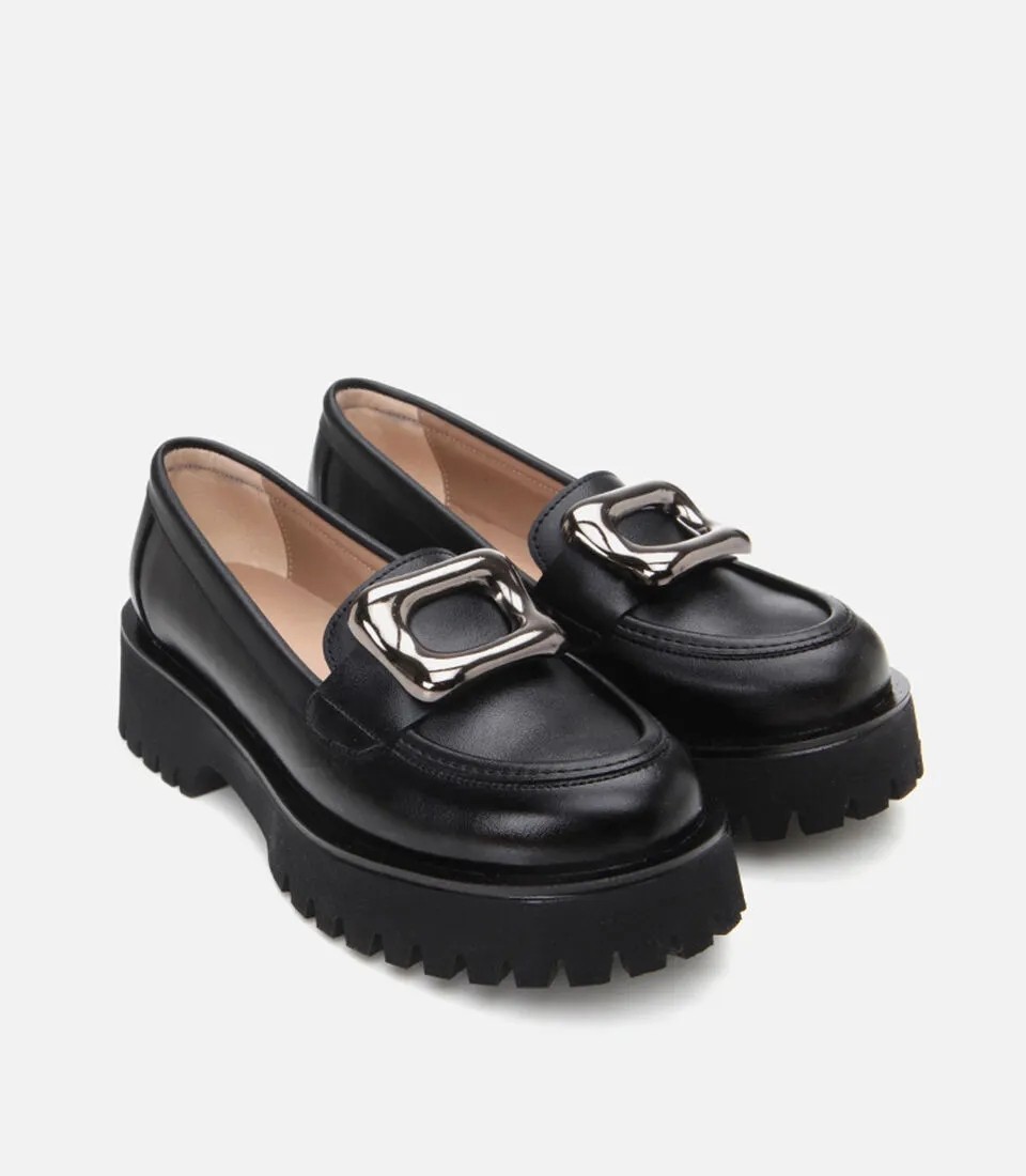 Hotiç Kadın Siyah Tokalı Günlük Loafer görsel 2