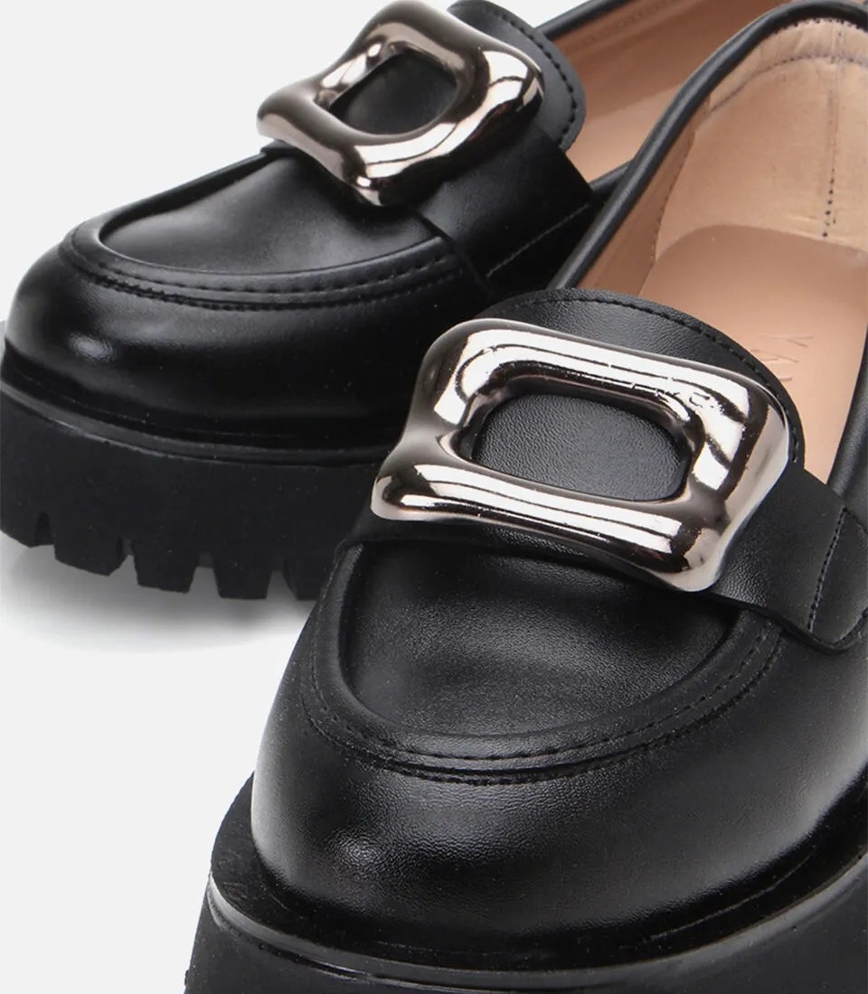 Hotiç Kadın Siyah Tokalı Günlük Loafer görsel 3