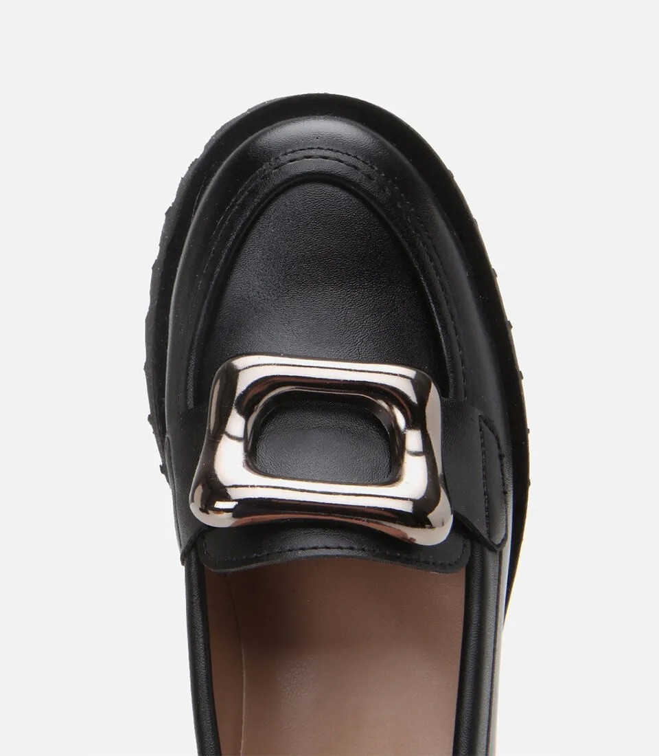 Hotiç Kadın Siyah Tokalı Günlük Loafer görsel 4
