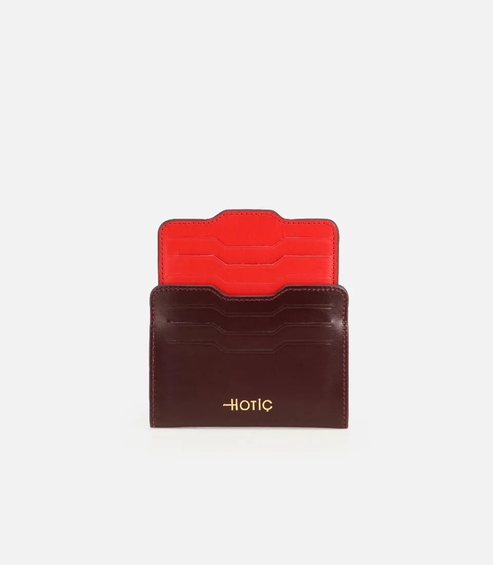 Hotiç Kadın Deri Bordo Mini Kartlık görsel 5