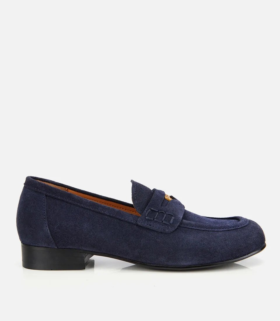 Hotiç Kadın Süet Deri Lacivert Klasik Loafer