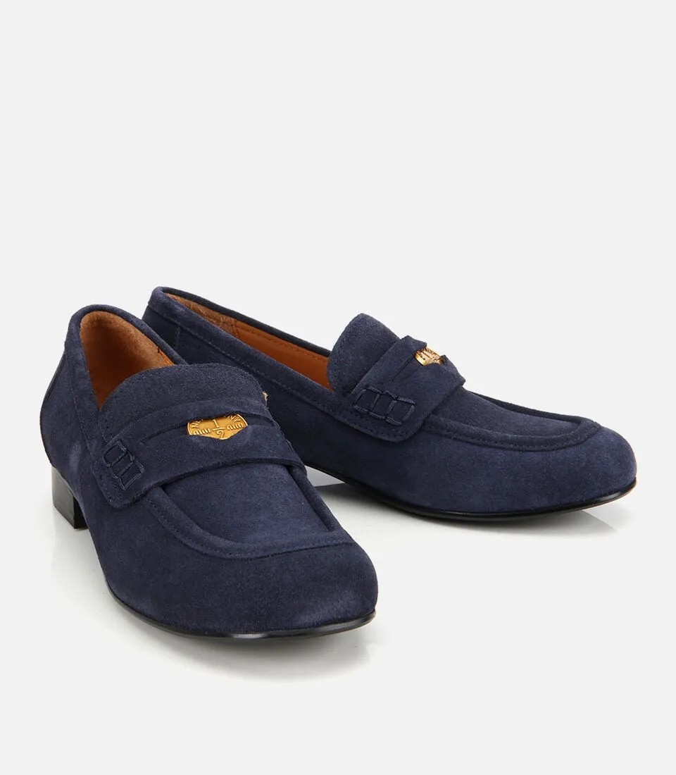 Hotiç Kadın Süet Deri Lacivert Klasik Loafer görsel 2