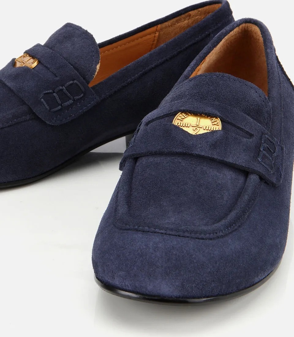 Hotiç Kadın Süet Deri Lacivert Klasik Loafer görsel 3