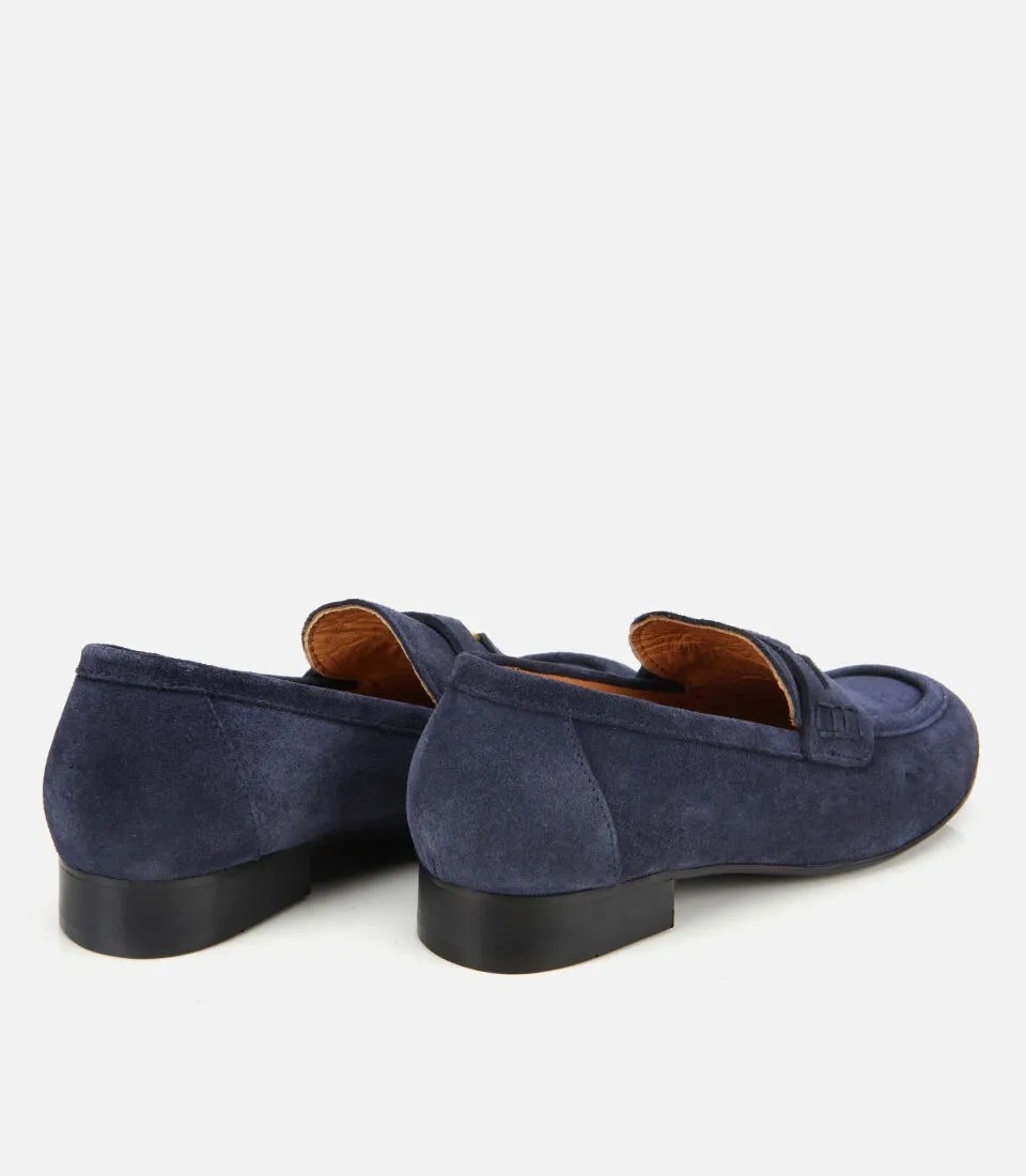 Hotiç Kadın Süet Deri Lacivert Klasik Loafer görsel 4