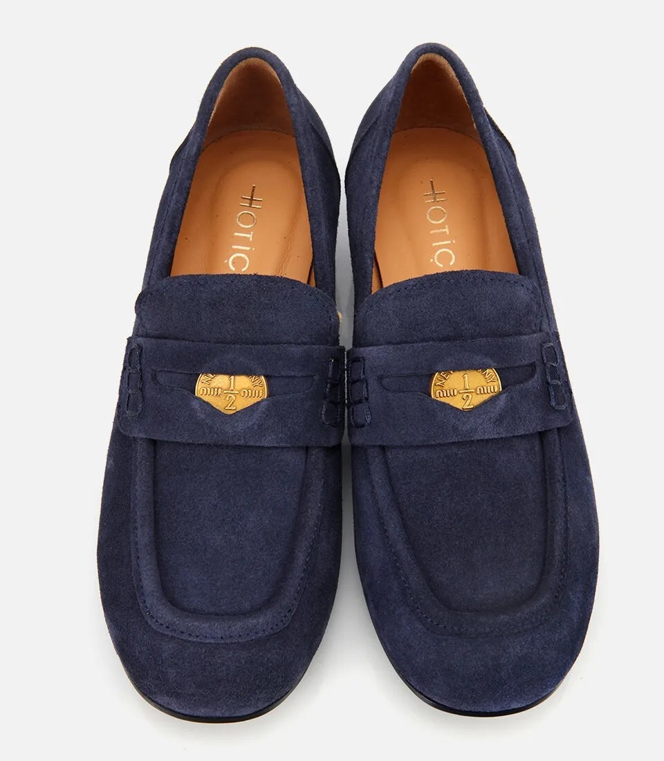 Hotiç Kadın Süet Deri Lacivert Klasik Loafer görsel 6