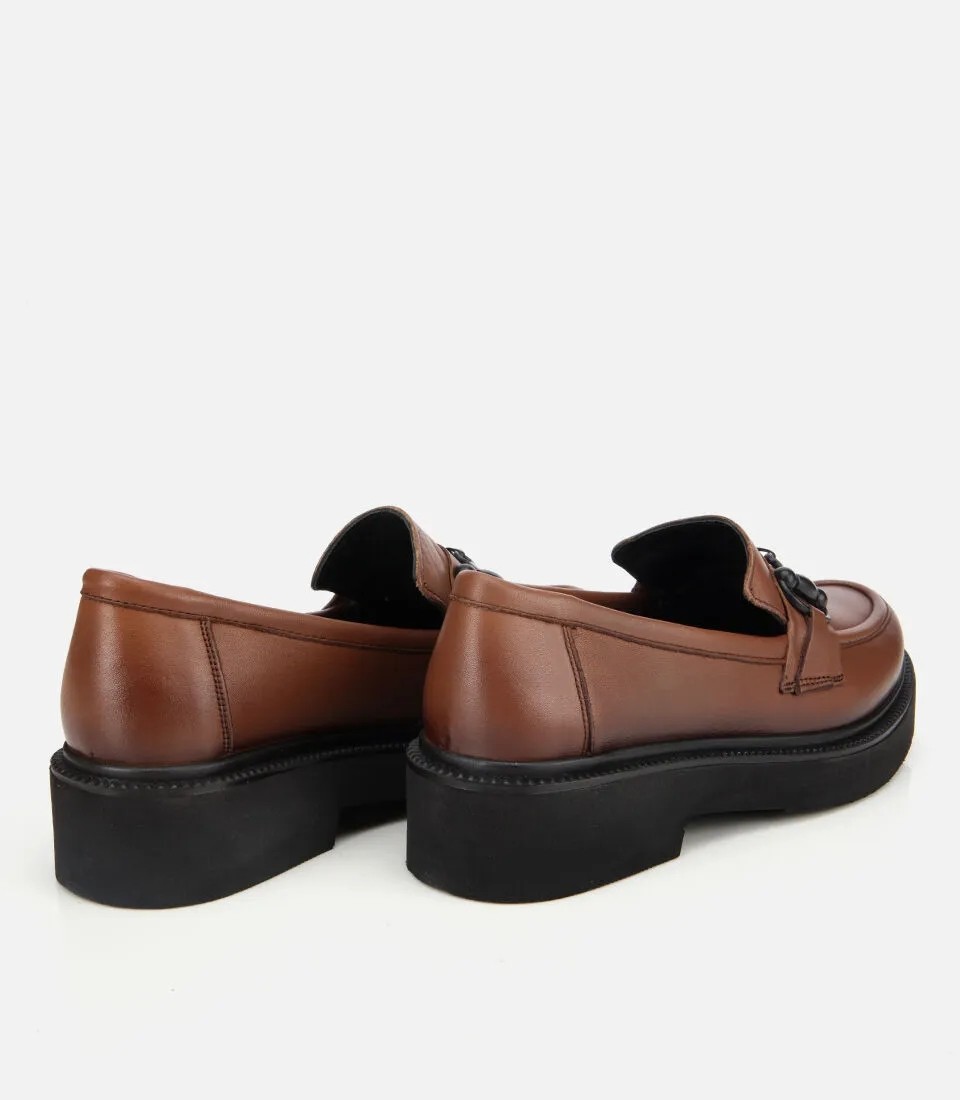 Hotiç Kadın Deri Siyah Kalın Tabanlı Klasik Loafer görsel 4