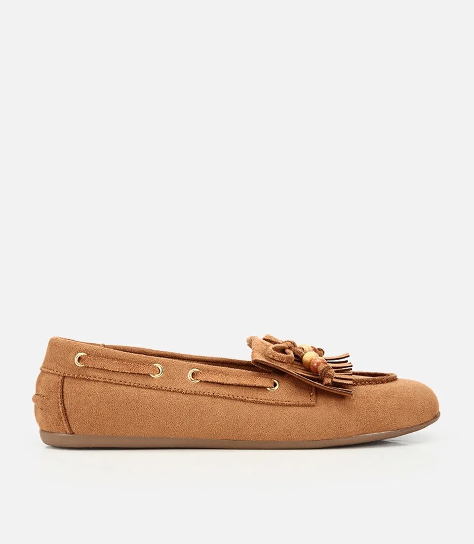Hotiç Kadın Kahverengi Süet Fiyonk Detaylı Bağcıklı Loafer