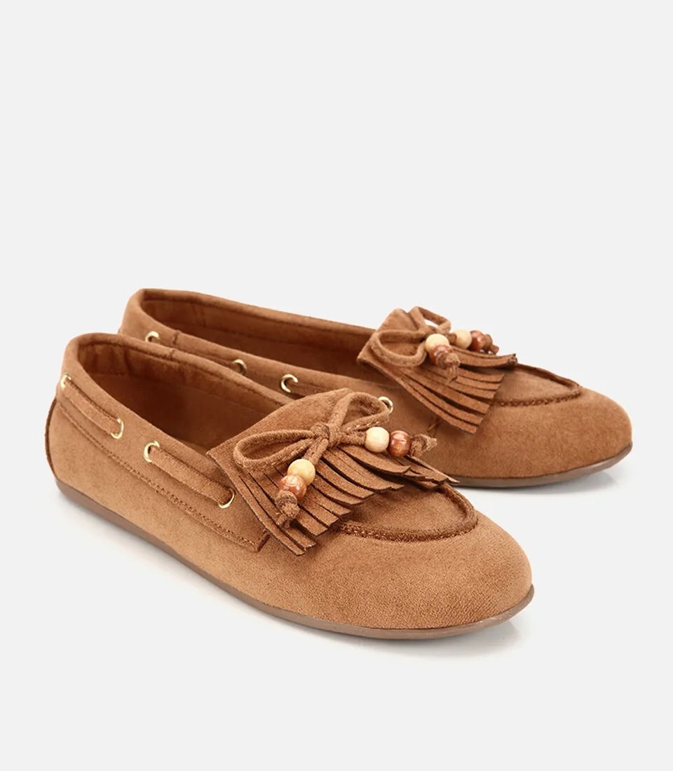 Hotiç Kadın Kahverengi Süet Fiyonk Detaylı Bağcıklı Loafer görsel 2
