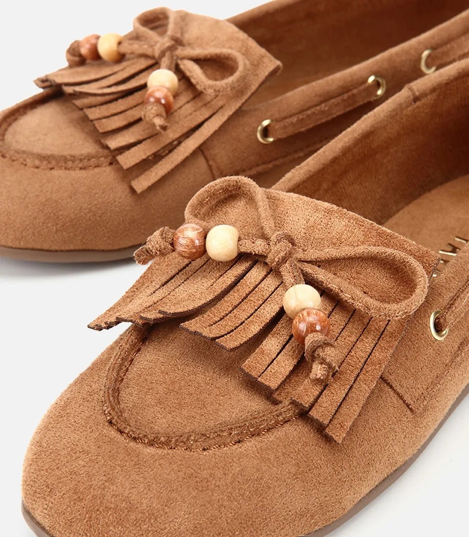 Hotiç Kadın Kahverengi Süet Fiyonk Detaylı Bağcıklı Loafer görsel 4