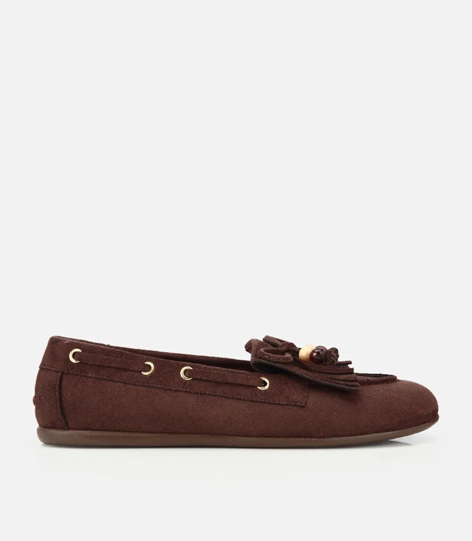 Hotiç Kadın Kahverengi Süet Fiyonk Detaylı Bağcıklı Loafer görsel 7