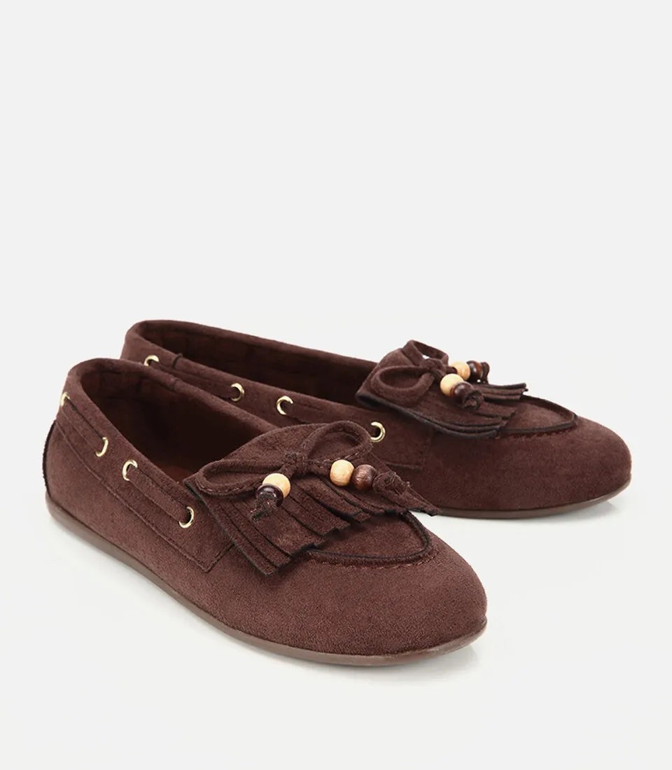 Hotiç Kadın Kahverengi Süet Fiyonk Detaylı Bağcıklı Loafer görsel 8