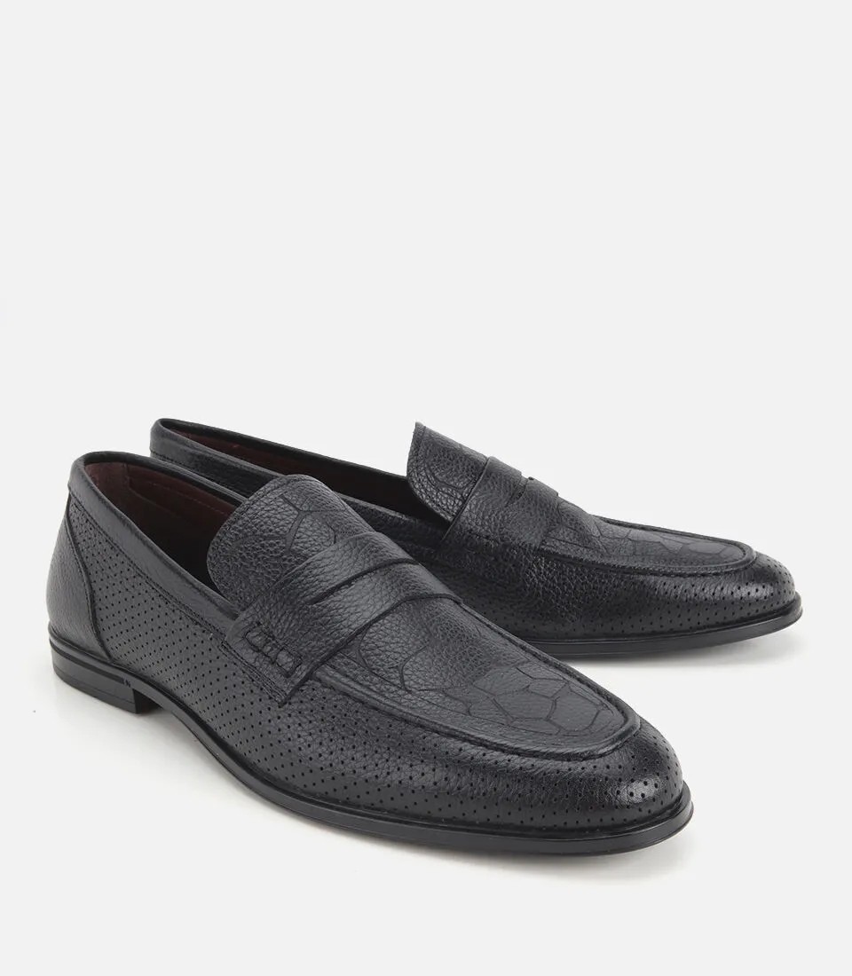 Hotiç 02AYH329690A100 ERKEK Deri Siyah Yumuşak Dokulu Baskılı Klasik Loafer görsel 2