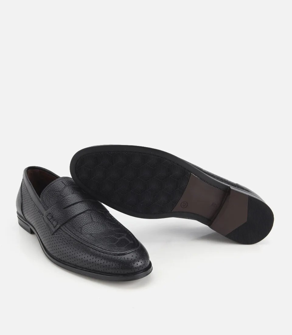 Hotiç 02AYH329690A100 ERKEK Deri Siyah Yumuşak Dokulu Baskılı Klasik Loafer görsel 6