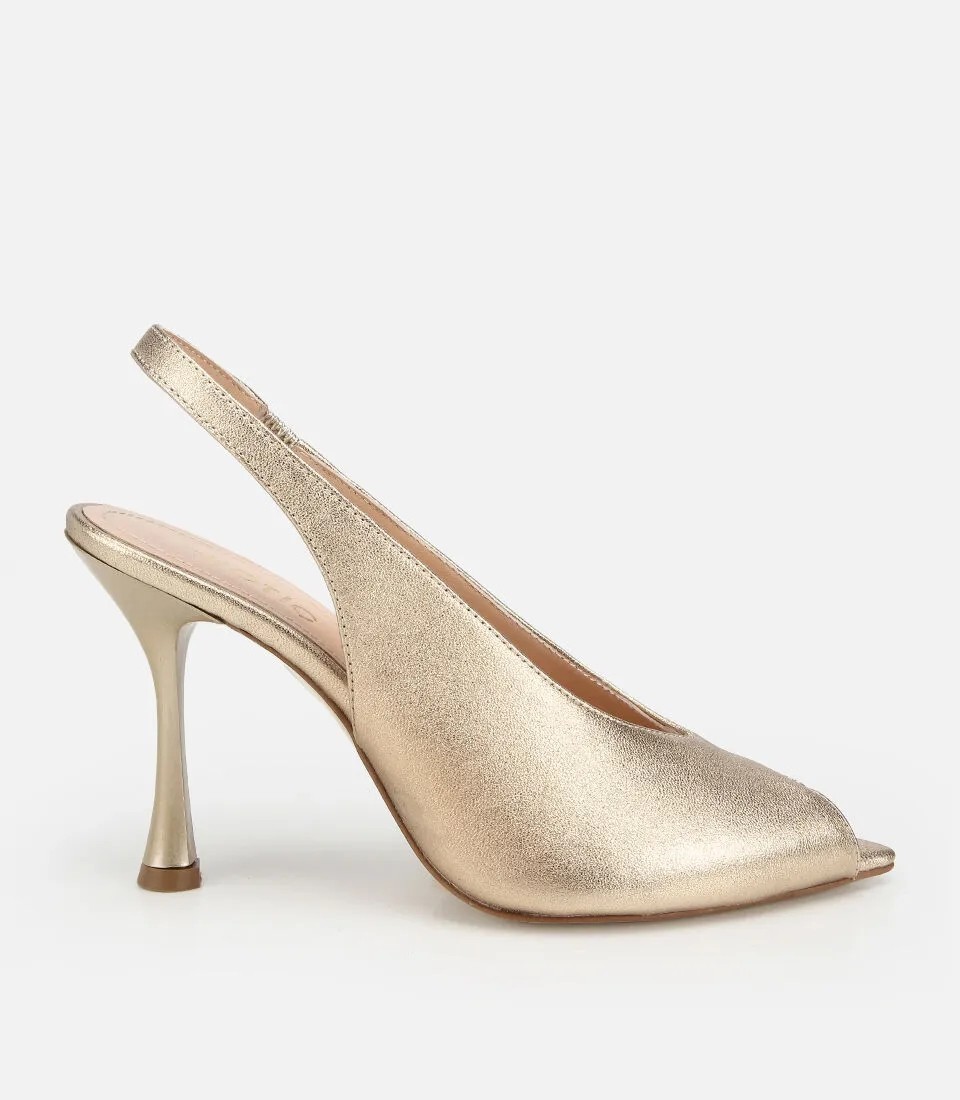 Hotiç 01SAH326650A540 KADIN Deri Gold Burnu Açık Ince Topuklu Stiletto