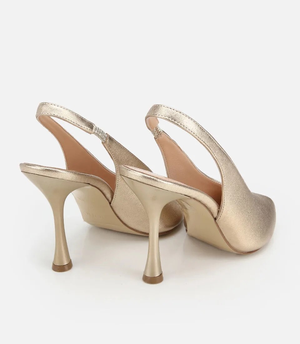 Hotiç 01SAH326650A540 KADIN Deri Gold Burnu Açık Ince Topuklu Stiletto görsel 4