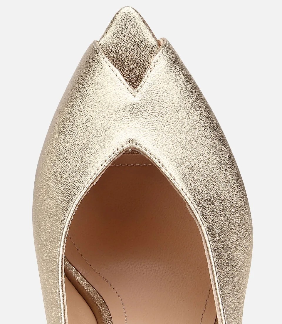 Hotiç 01SAH326650A540 KADIN Deri Gold Burnu Açık Ince Topuklu Stiletto görsel 5