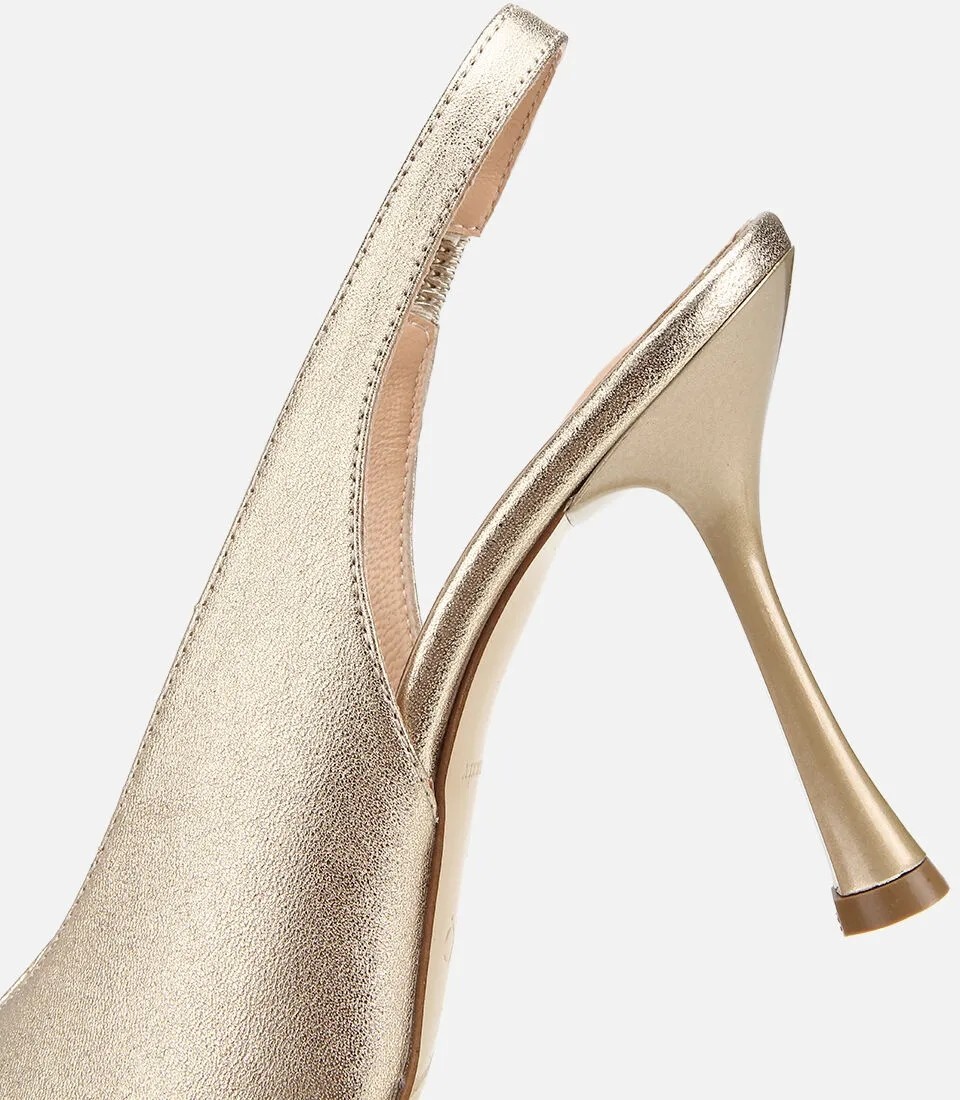 Hotiç 01SAH326650A540 KADIN Deri Gold Burnu Açık Ince Topuklu Stiletto görsel 6