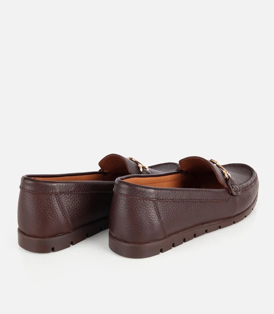 Hotiç 01AYH328770A480 KADIN Deri Kahverengi Gold Toka Detaylı Comfort Günlük Loafer görsel 4