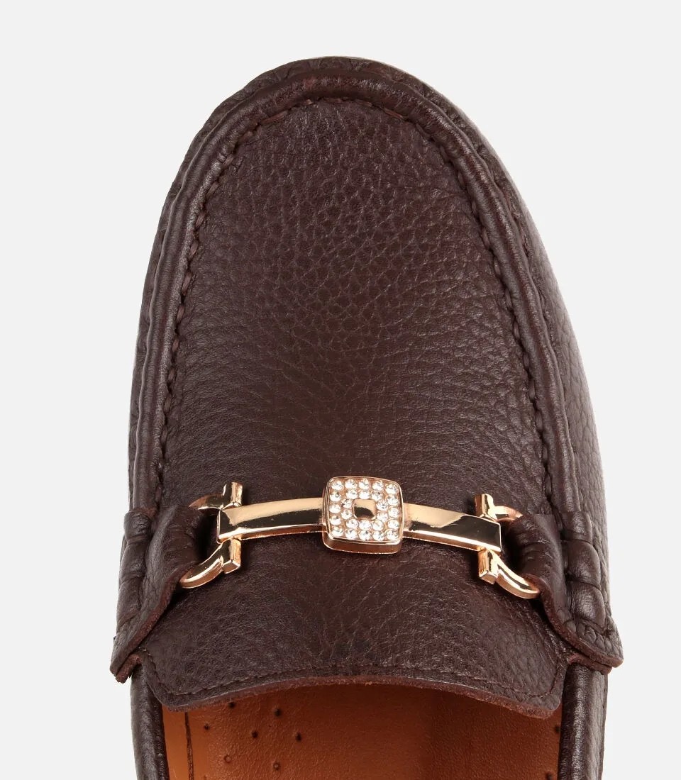 Hotiç 01AYH328770A480 KADIN Deri Kahverengi Gold Toka Detaylı Comfort Günlük Loafer görsel 5