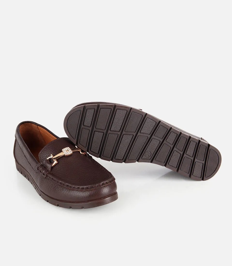 Hotiç 01AYH328770A480 KADIN Deri Kahverengi Gold Toka Detaylı Comfort Günlük Loafer görsel 6