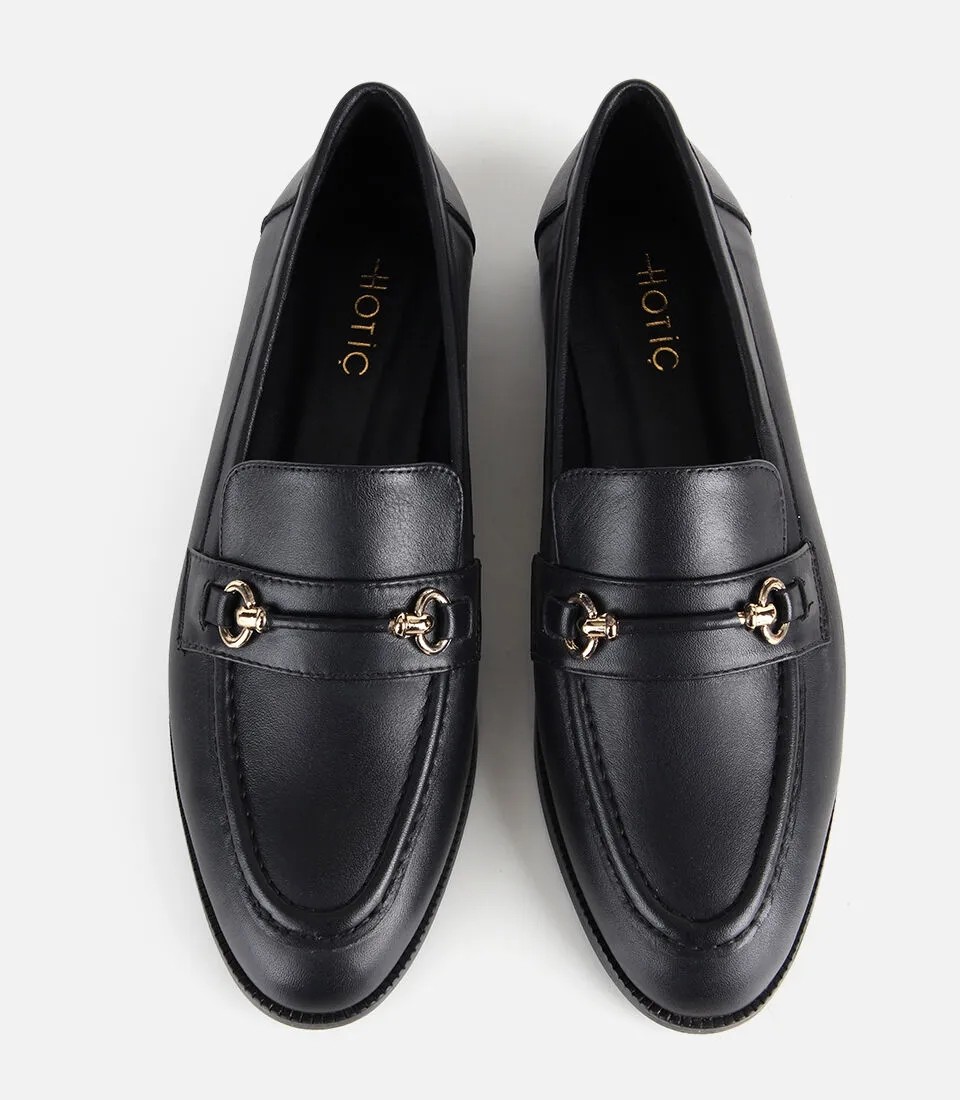 Hotiç 01AYH329510A100 KADIN Deri Siyah Gold Toka Detaylı Klasik Loafer görsel 6