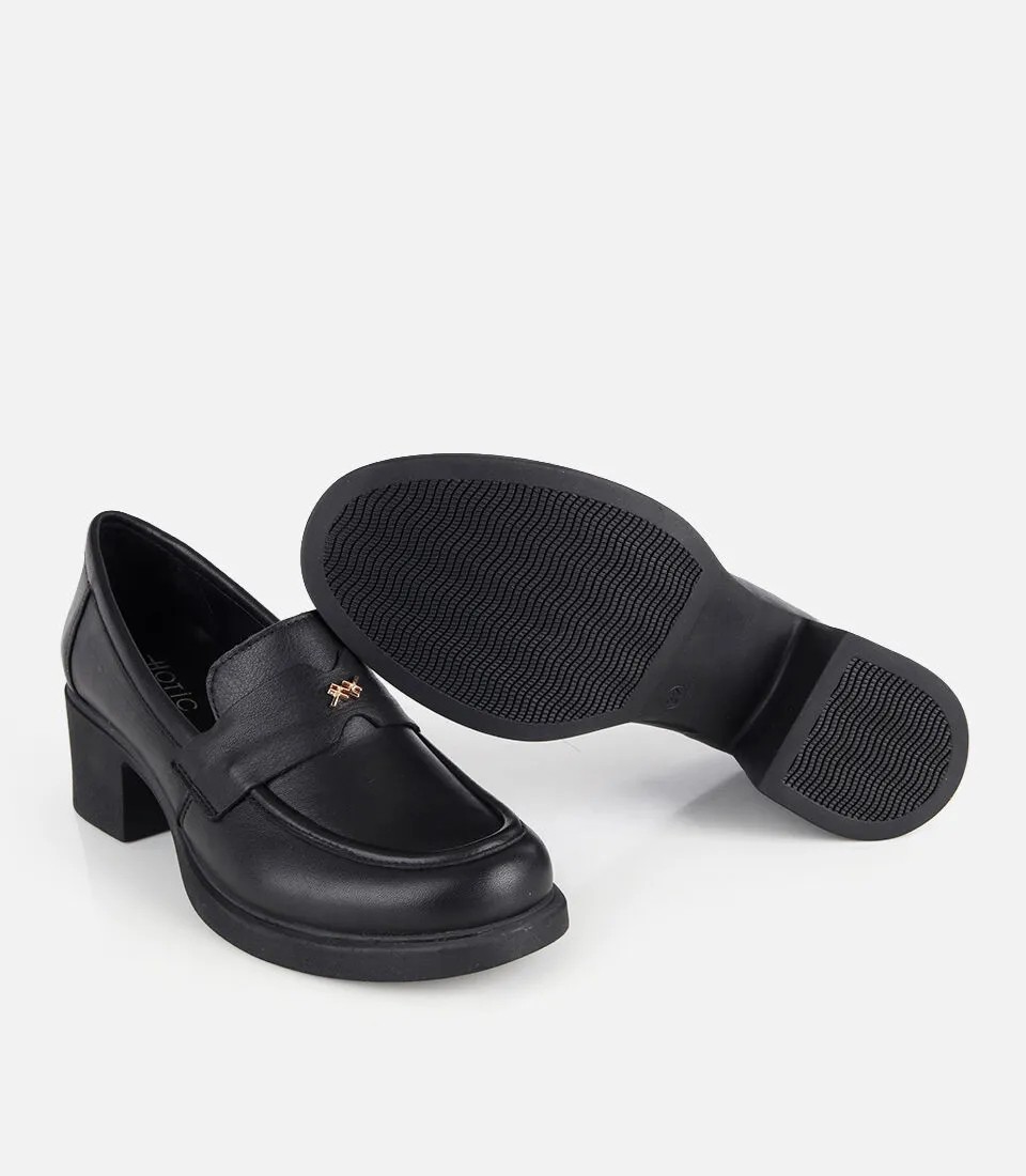 Hotiç 01AYH331930A100 KADIN Deri Siyah Yumuşak Dokulu Topuklu Klasik Loafer görsel 6