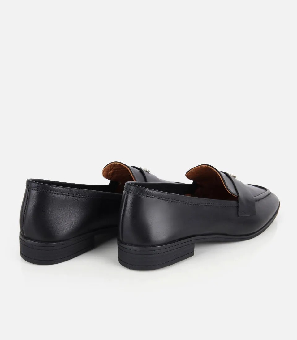 Hotiç 01AYH336090A100 KADIN Deri Siyah Toka Detaylı Klasik Loafer görsel 4