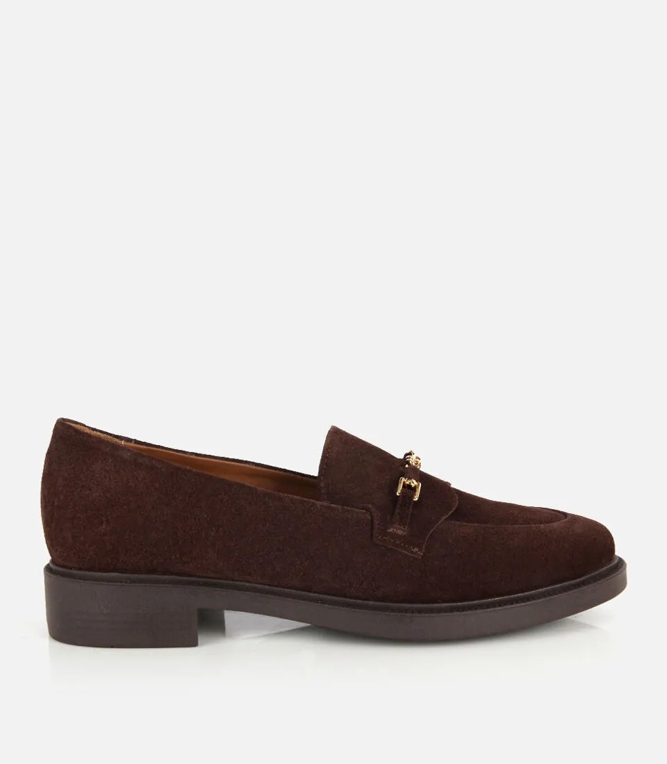 Hotiç 01AYH328890A340 KADIN Süet Deri Taba Gold Zincir Detaylı Günlük Mokasen Loafer