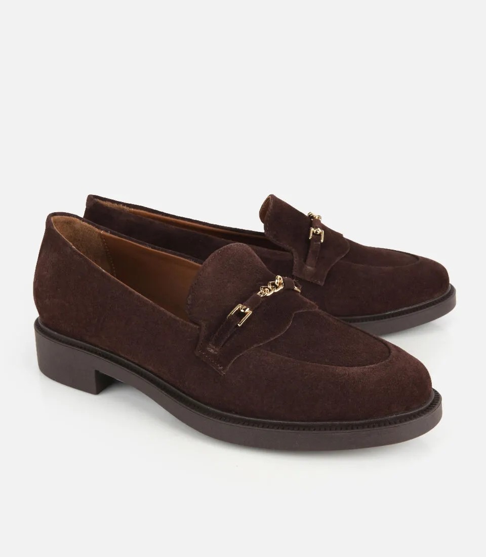 Hotiç 01AYH328890A340 KADIN Süet Deri Taba Gold Zincir Detaylı Günlük Mokasen Loafer görsel 2