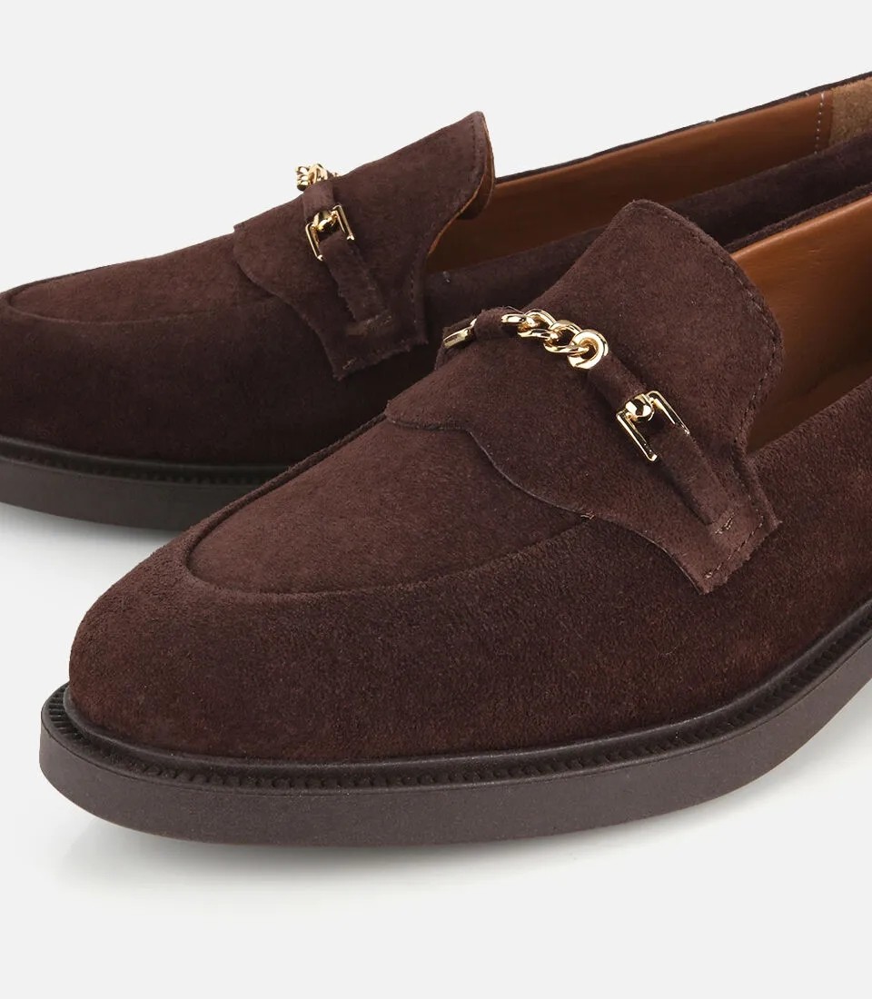 Hotiç 01AYH328890A340 KADIN Süet Deri Taba Gold Zincir Detaylı Günlük Mokasen Loafer görsel 3