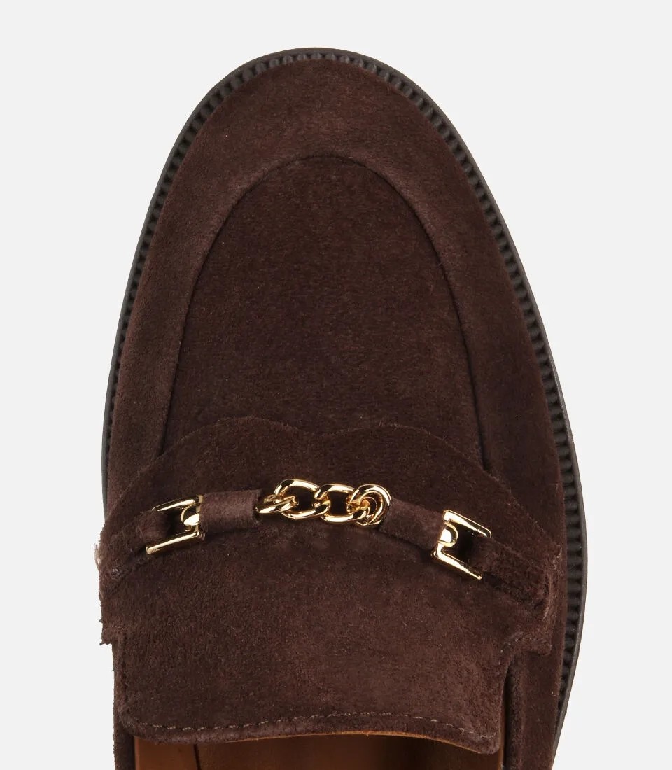 Hotiç 01AYH328890A340 KADIN Süet Deri Taba Gold Zincir Detaylı Günlük Mokasen Loafer görsel 5