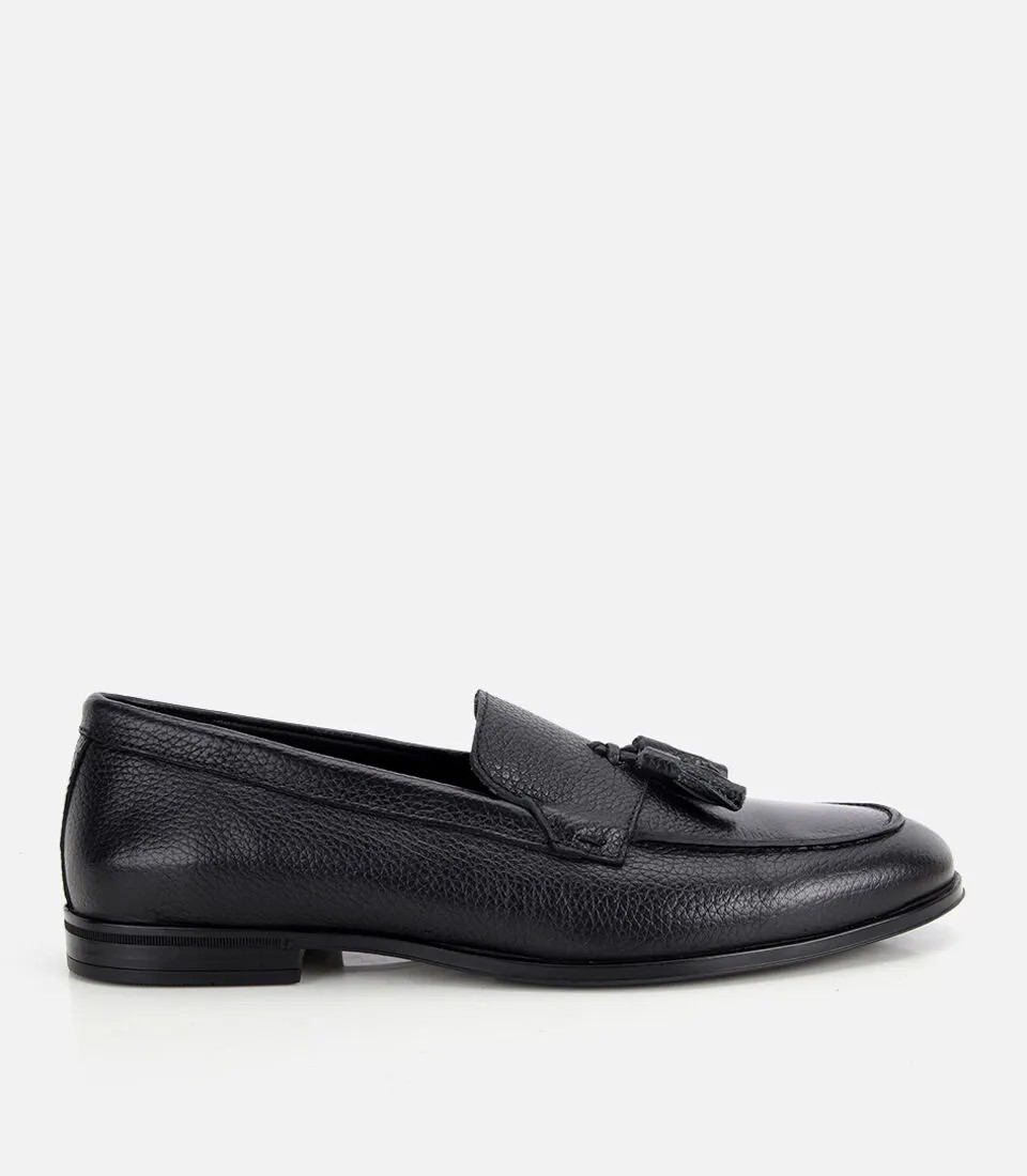 Hotiç 02AYH329660A100 ERKEK Deri Siyah Yumuşak Dokulu Püskül Detaylı Klasik Loafer