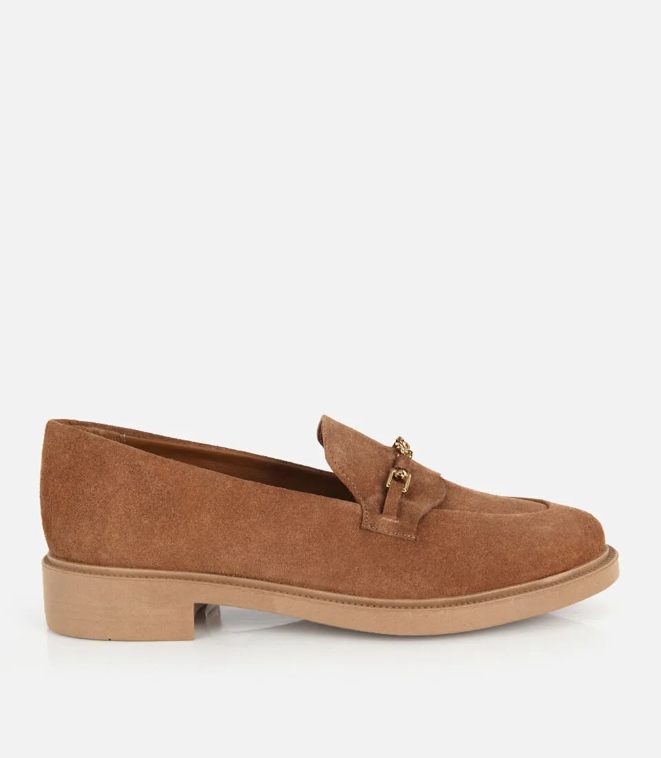 Hotiç 01AYH328890A340 KADIN Süet Deri Taba Gold Zincir Detaylı Günlük Mokasen Loafer görsel 7